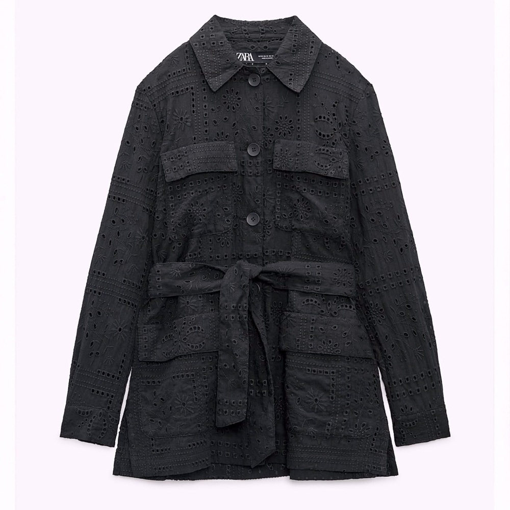 ZARA embroidered eyelet jacket